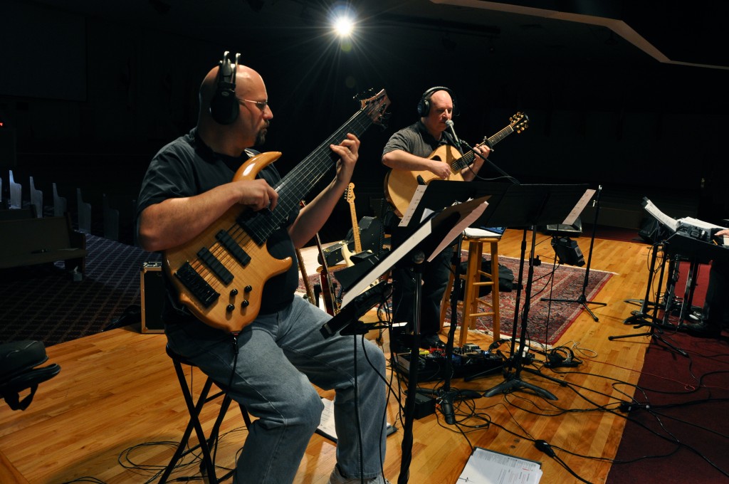 Steve Krenz playing guitar and recording