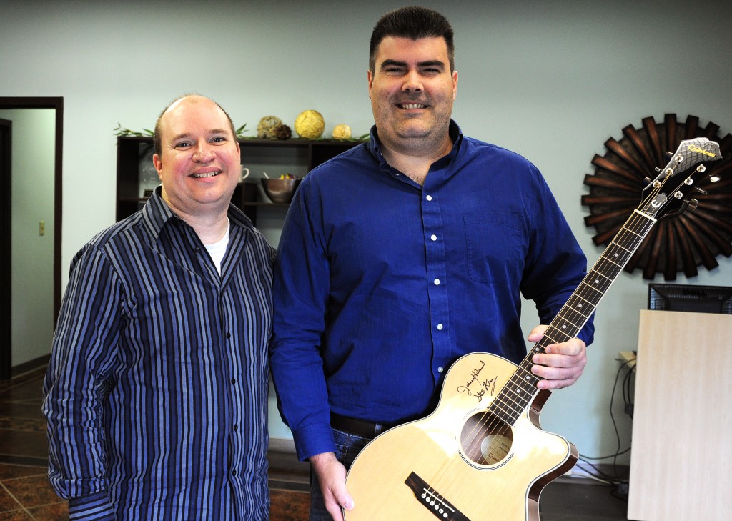 steve krenz and landon with an epiphone pr-4e